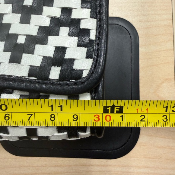 Cole Haan Black and White Leather Woven Geometric Clutch New WT - Picture 12 of 13